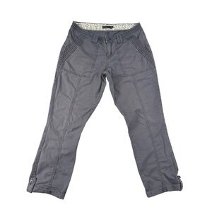 Prana Gray Utility Cargo Pants Quilted Detail Floral Waistband Womens Size 6